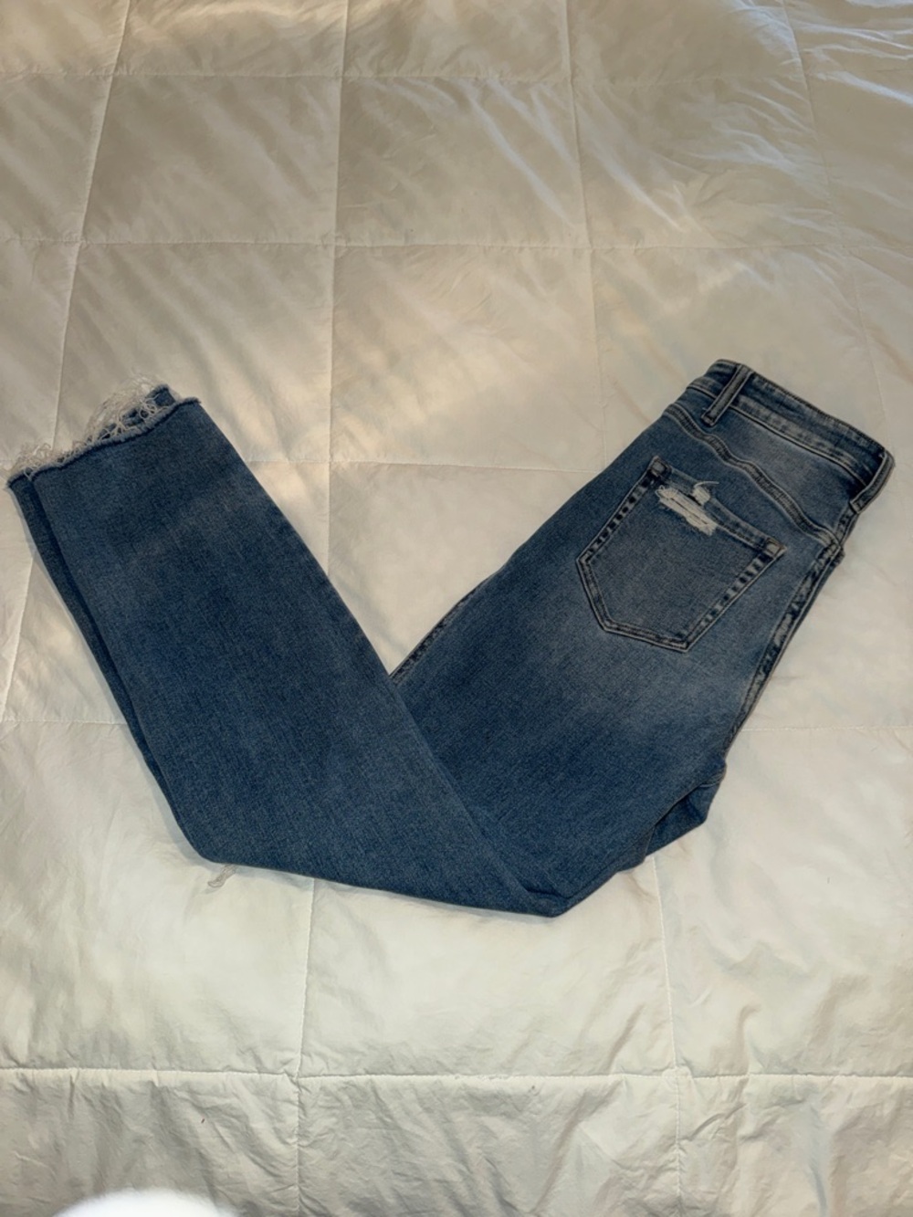 Flying Monkey Women's Dark Blue Skinny Jeans with Frayed Hem